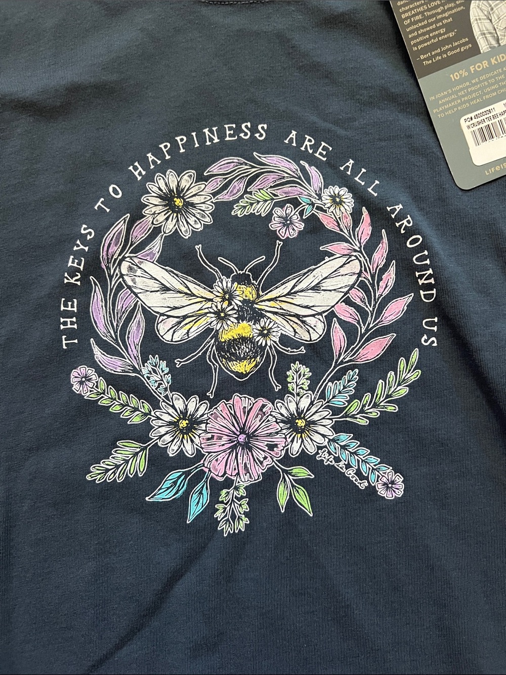 Life Is Good Navy Floral Bee Graphic Tee - Picture 2 of 4